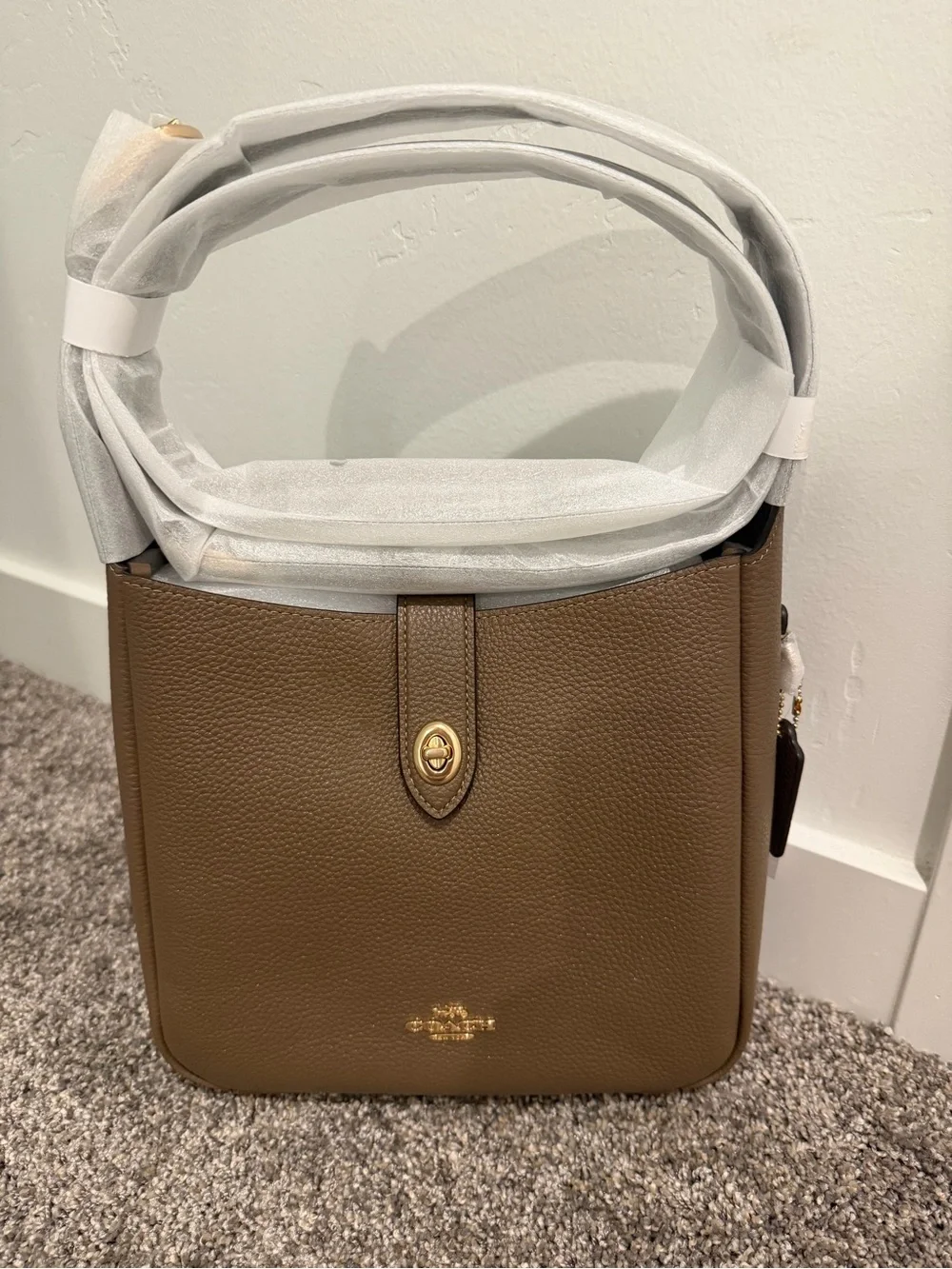 Coach Hadley Pebbled Leather Tote in Saddle Brown with Gold Hardware